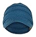 Jiaolun Teal Cable Ribbed Knit Beanie Hat w/Visor Brim – Chunky Winter Skully Cap