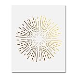 Burst Gold Foil Art Print Abstract Circle Fireworks Concentric Lines Sun Starburst Poster Contemporary Geometric Wall Art 5 inches x 7 inches B1