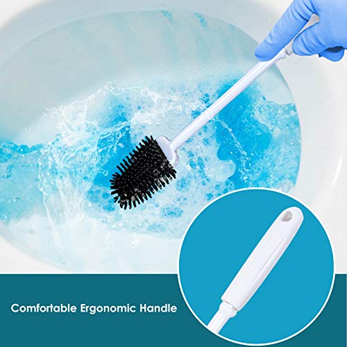 FOOLS ALIBAI Hygienic Toilet Brush Silicone and Holders Upgraded Modern Design, Bathroom Toilet Bowl Brushes with Quick Drying Holder Set (Mounted Wall)