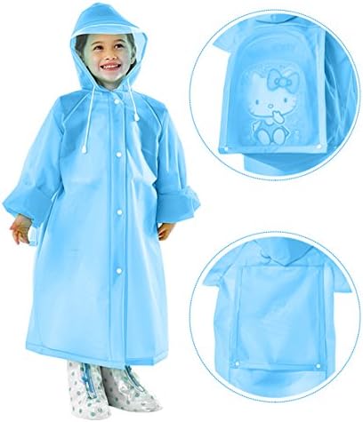 Waterproof Rain Coat for Kids, Girls, Boys, Poncho Jacket, Blue, Small