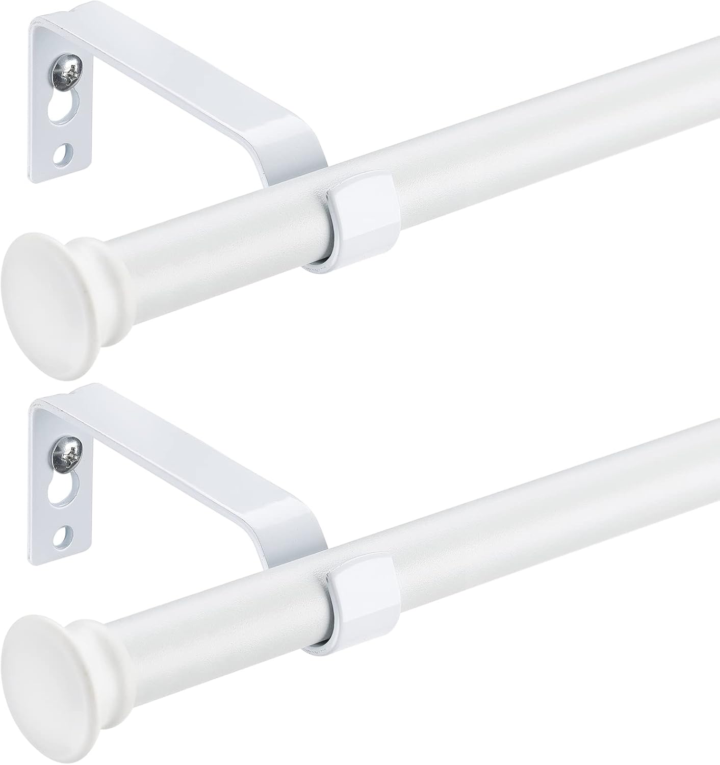 Window Treatment Hardware - Curtain Rods 2 Pack, White Curtain Rods for Windows 28 to 48 Inch, 5/8 Inch Small Decorative Matte White Curtain Rod Set with Brackets, Splicing Adjustable Curtain Rods