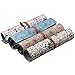 Bundle Monster 4pc Mixed Floral Design Roll Up Wrap Style Charm Tie Brush and Pencil Cases