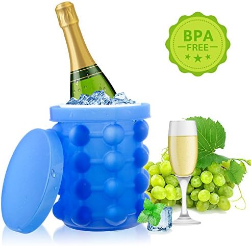 Ice Cube Maker | Space-Saving Ice Cube Moulds by TONHA | Newly Designed Circular Silicone Ice Tray | Also doubles as an Ice Bucket - perfect for chilling Wine Bottles, Beverages etc. | 100% BPA-Free
