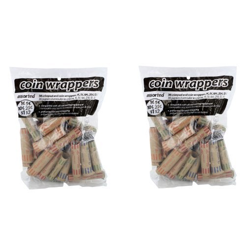 Coin-tainer assorted coin wrappers 36 ct bag 2-pack