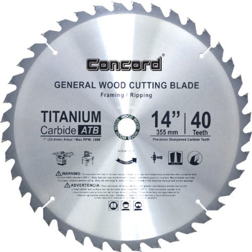 Concord Blades WCB1400T040HP 14-Inch 40 Teeth TCT General Purpose Hard & Soft Wood Saw Blade