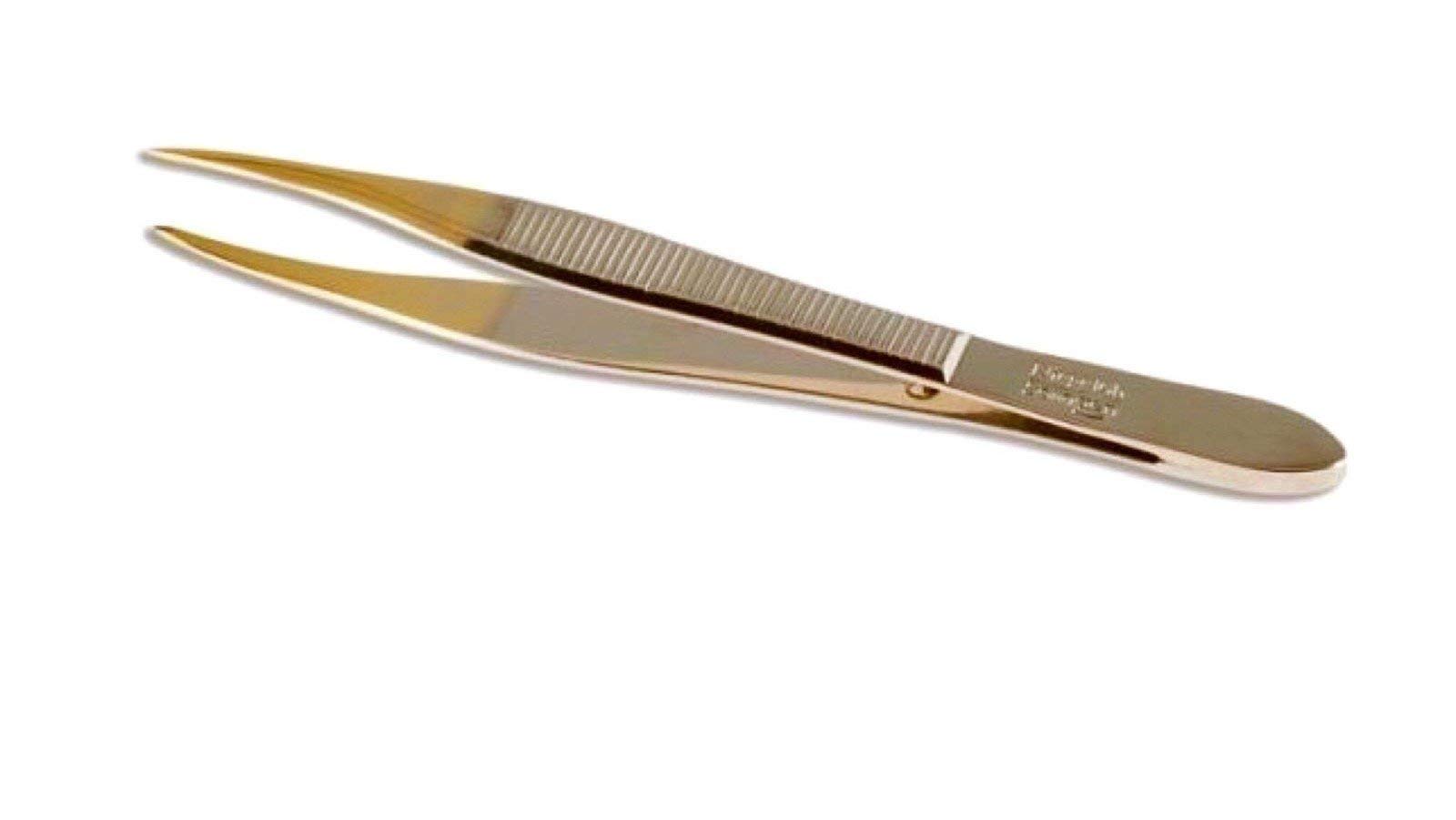 Solingen Nickel Plated 4" Pointed Tweezers - Gold & Silver