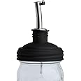 reCap Mason Jar Pour Spout and Olive Oil Dispenser | Regular Mouth | Black | Made in the USA | Leak-proof | Freezer-proof