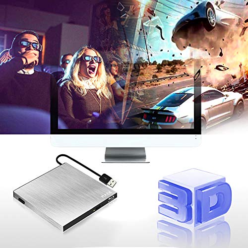 External Blu Ray DVD Drive Burner 4K 3D, Portable Ultra Slim USB 3.0 Bluray BD CD DVD Burner Player Writer Reader Disk for PC Mac OS, Windows 7/8/10,Linxus, Laptop