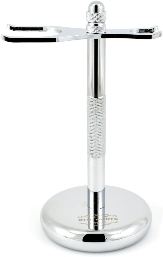 Otto Kampfe Safety Razor and Brush Stand - Chrome Finish, Rust Free, Durable