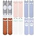 VWU 6 Pairs Baby Girls Boys Cartoon Knee High Stockings Tube Socks 0-1 Year Animal Socks Animals Baby Boys Baby Girls Infant Toddler Socks Cute Long Socks Warm Socks with Grips Pink Bear Cat Fox Cute