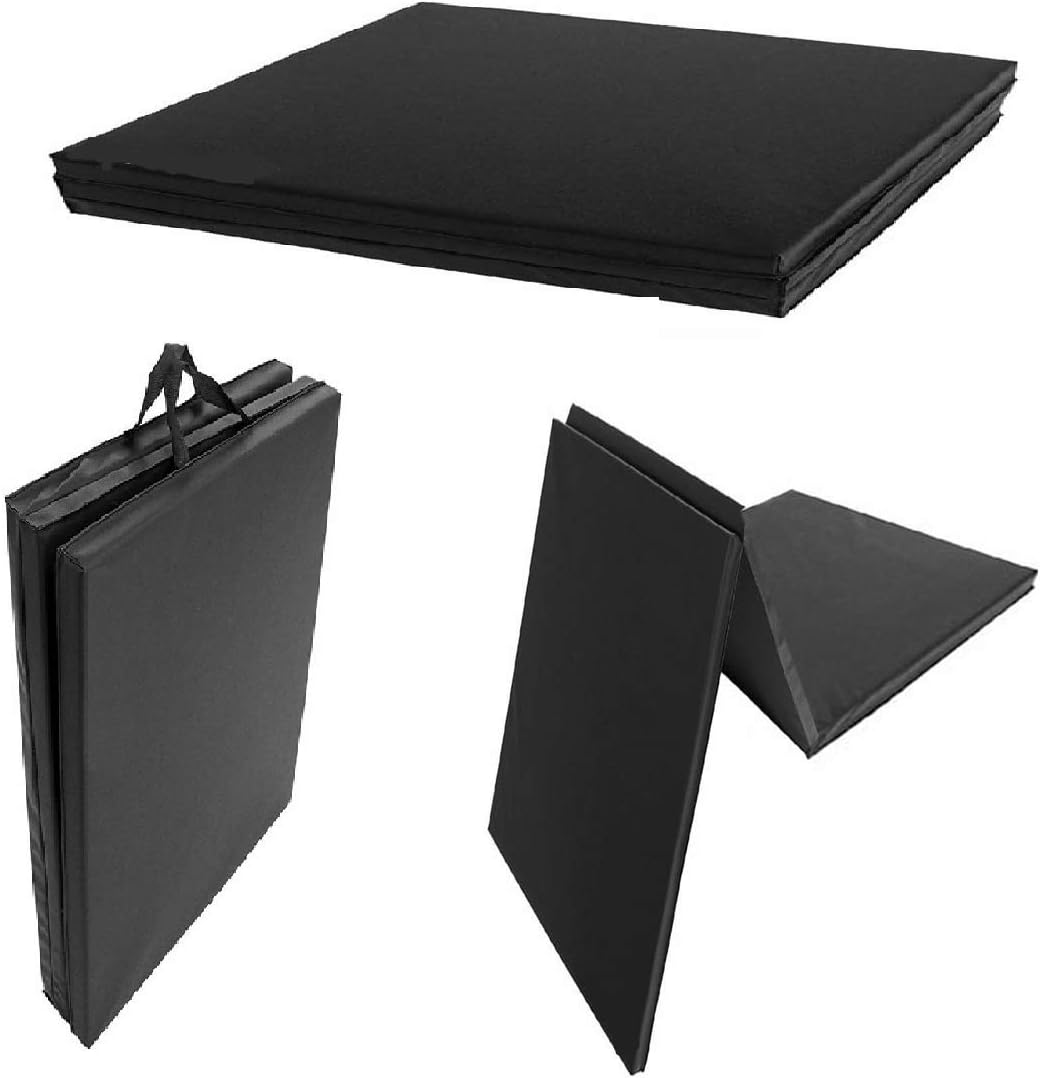 Yoga Gym Mat Exercise Yoga Mat Gymnastics Training Tumbling High Destiny Foam Foldable 72 x 24x 12 mm Foldable Yoga Mat Traveling mat Yoga Mat for Men & Women 12 MM Thick Mat Black with Cover
