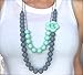 Baby Teething Necklace for Mom, Silicone Teething Beads, BPA Free (Gray/Mint)