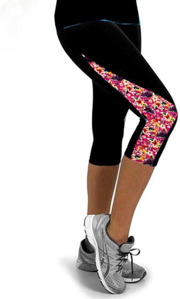 Gillberry Power Flex Yoga Capris Pants Tummy Control Workout Running 4 Way Stretch Yoga Capris Leggings Side Pocket