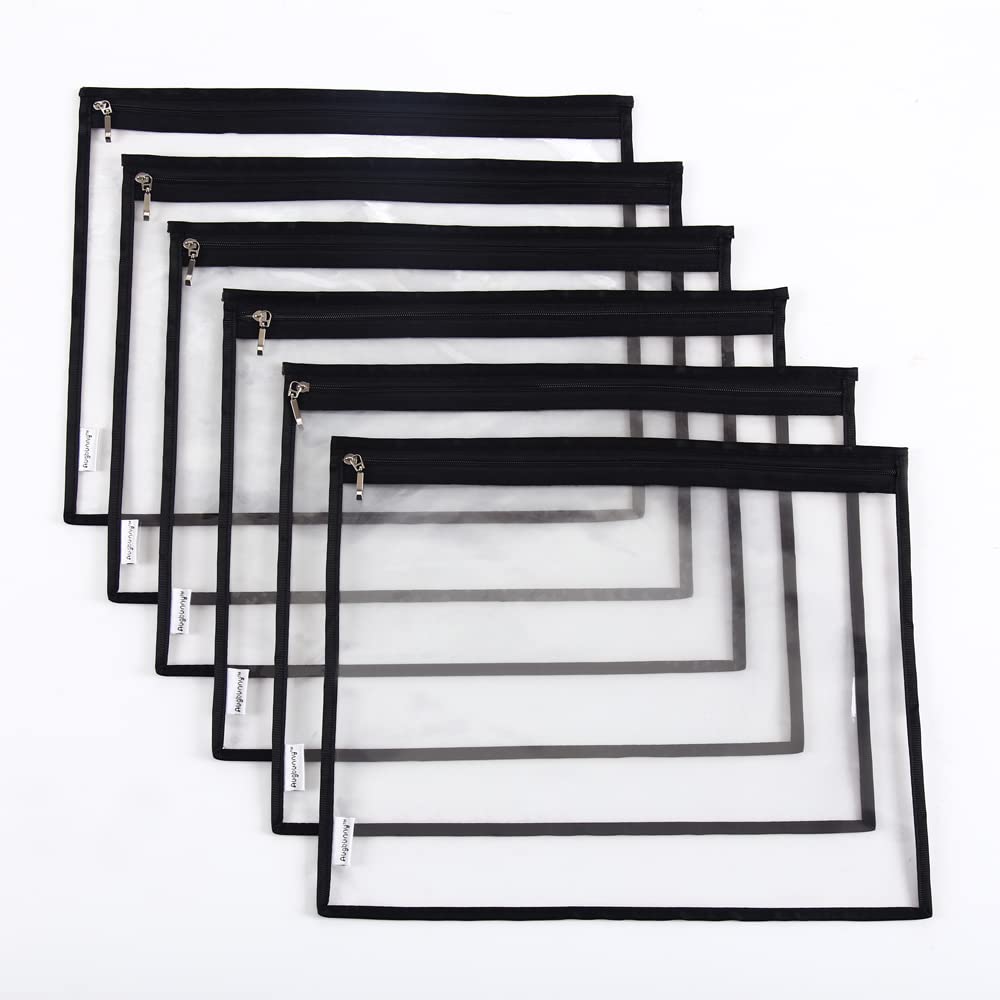 Augbunny Multi-purpose Water Resisitant Clear PVC Organizer Bag Pouch with Zipper Closure 6-pack