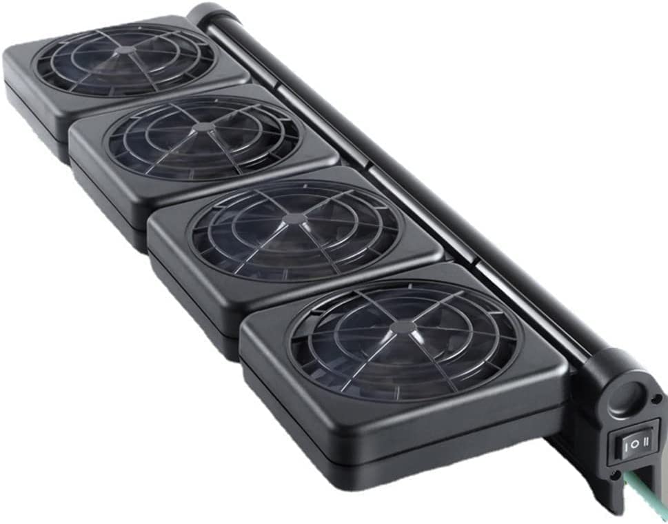 Kepuarm 4 heads Aquarium Cooling Fan, 12V Aquarium Chillers Fish Tank Cooling Fan 2 Wind Speed Adjustable Cooling Fan Fish Tank Cold Wind Chiller for Salt/Fresh Water (4 Head)