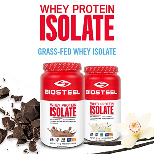 BioSteel Whey Protein Isolate Powder, GrassFed and NonGMO Post Workout Formula, Vanilla, 24