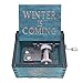 Game of Thrones Music Box Hand Crank Musical Box Carved Wooden Musical Gift,Play The Theme Song of Game of Thrones,Blue