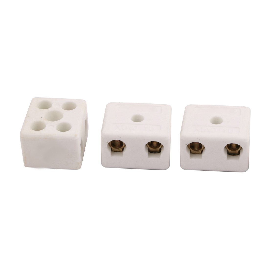 sourcingmap 2 Way 15A Ceramics Terminal Blocks High Temp Porcelain Ceramic Connectors for Electric Wire Cable 3pcs