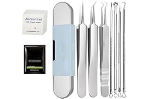 WUSAIRX Medical Grade Stainless Steel Blackhead Remover Tools Extraction Kit, Professional Blackhead/Whiteheads/Milia/Pimples Remover for Face