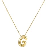 Necklace, 14k Gold Plated Balloon Initial Necklace Personalized Balloon Alphabet Pendant Necklaces Jewelry Gift for Women Girls