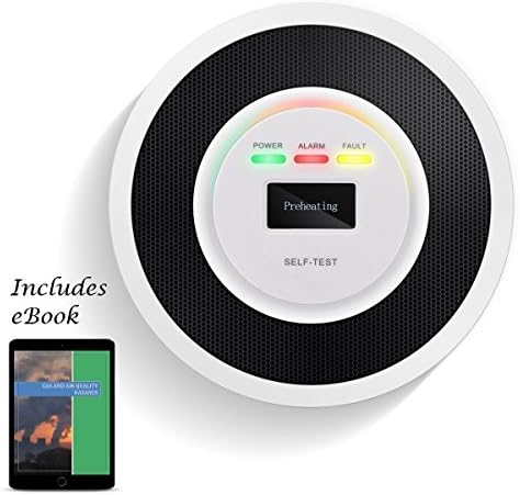 Natural Gas / Propane Detector, Home Gas Alarm, Monitor Combustible Gas Levels: Methane, Butane, LPG, LNG; LED Displays Concentrations, Leak Safety, Prevents Fire Hazards / Explosions; Includes eBook