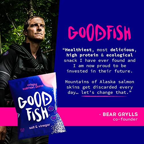 Crispy Salmon Skin Chips by GOODFISH Salt & Vinegar, 8Pack Wild