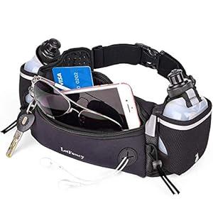LotFancy Buiktas, loopgordel met drinkfles (BPA-vrij), comfortabel en ademend, voor marathon, joggen, fietsen, kamperen…