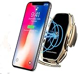 KMI CHOU A5 Phone Holder for Car,Automatic Clamping IR Intelligent Wireless Car Charger Mount - Car Charger Holder 10W Fast Charging for iPhone Xs Max/XR/X/8/8Plus Samsung S10/S9/S8/Note 8-Metal Gold