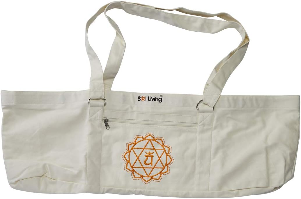 Sol Living Lightweight Organic Cotton Yoga Mat Carrier, Eco-Friendly Yoga Mat Bag with Closure for Safety & Security - Various Designs
