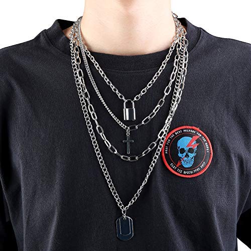 BVROSKI Lock Key Pendants Chains Necklace Set for Eboy Egirl Men