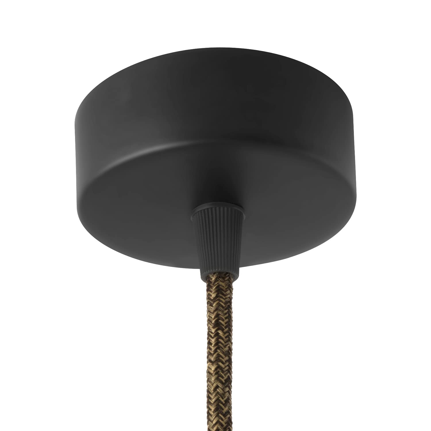 AMARCORDS - Metal Ceiling Rose, Color Black, lamp Ceiling Canopy Complete with Cable clamp Accessories, Screws and Ceiling Bracket. Diameter 77mm Height 26mm — image 1