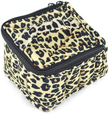 SAMYO 16-bottle Leopard Soft Essential Oils Carrying Cases Aromatherapy Air Humidifier therapy diffuser Fragrance box bag hold 5ml, 10ml and 15ml bottles 3'' high