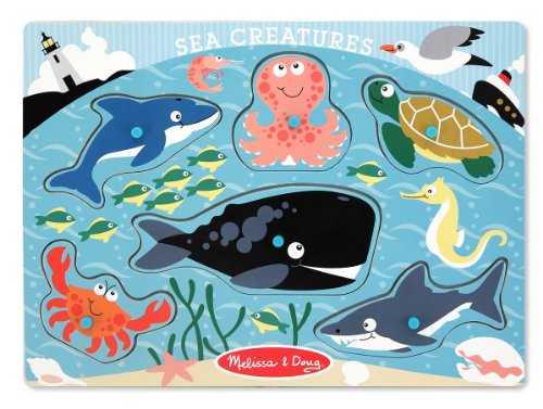 Melissa & Doug Sea Creatures Wooden Peg Puzzle (6 pcs)