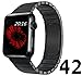 top4cus 42mm Whole Part Double Electroplating 1:1 Mold Stainless Steel Replacement Link Bracelet Band with Double Button Folding Clasp Apple Watch Band for Apple Watch 42mm - black