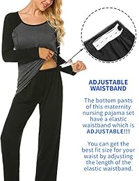 Ekouaer Women's Maternity Nursing Pajama Set Long Short Sleeve Breastfeeding Sleepwear Pregnancy Hospital PJ Sets