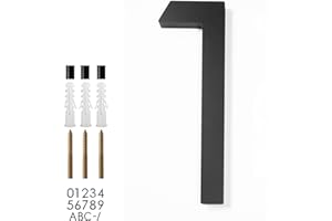 roslyong 5 Inch Floating House Number, Modern Outdoor Address Sign, Zinc Alloy Solid Address Numbers with Nail Kit, Black Number 1