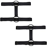 alisikee 2pcs Adjustable Faux Leather Leg Garter Belt, 2 Rows Elastic Punk Thigh Garter for Women Parties