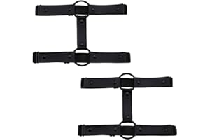 alisikee 2pcs Adjustable Faux Leather Leg Garter Belt, 2 Rows Elastic Punk Thigh Garter for Ladies Black, Black, One Size