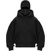 EUDOLAH Men's Balaclava Hoodie Half Zipper Jacket Double Hooded Sweatshirt Wind Resistant Athletic Coat
