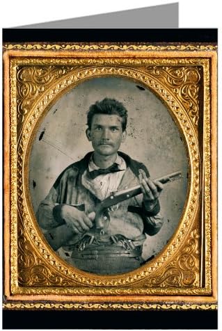 6 Vintage Greeting Cards of Southern Civil War, Soldier in Uniform with 1855 Springfield Pistol Carbine and Pistols From The War between the States