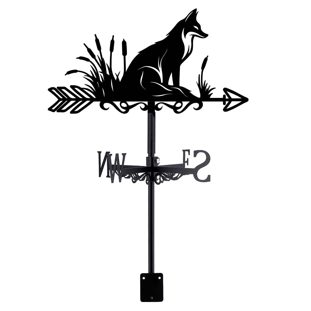 SUPERDANT Fox Weather Vane Meadow Fox Weathervanes Wind Vane for Garden Animal Wind Direction Indicator Metal Weather Vanes for Outside Garden Roof Shed Yard Barn Outdoor Decoration