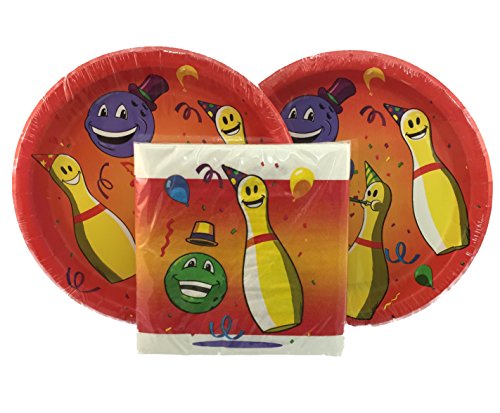 Kids Bowling Party Plate and Napkin Pack (Serves 16)