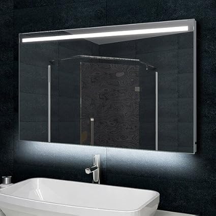 Lux-aqua Design Badezimmerspiegel Alu-Rahmen LED Beleuchtung mit 850
