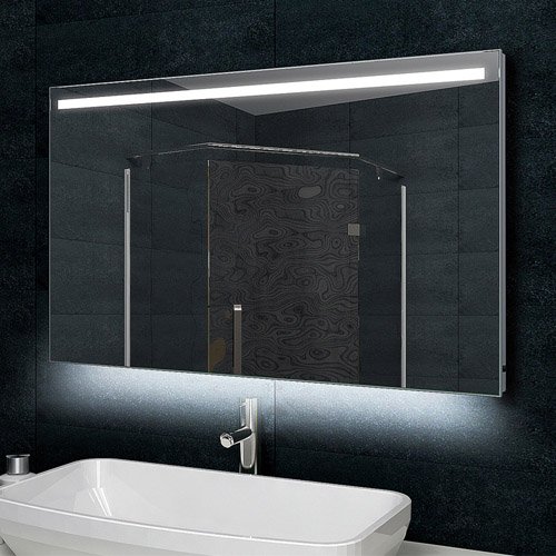 Lux-aqua Design Badezimmerspiegel Alu-Rahmen LED Beleuchtung mit 850