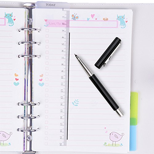 Rancco A5 Dividers Insertable Index Page Tab Cards, 10 Pcs Translucent 6-Holes Binder Classified Lables for Filofax Notebook/ Travel Diary Journal/ Planner w/ Ruler(2 Set) - Thumbnail 2