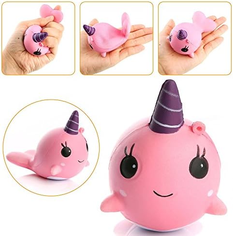 Aijiaye Soft Unicorn Whale Cute Squishies Slow Rising Soft Squishies Charms Fun Toys for Stress Relief and Time Killing