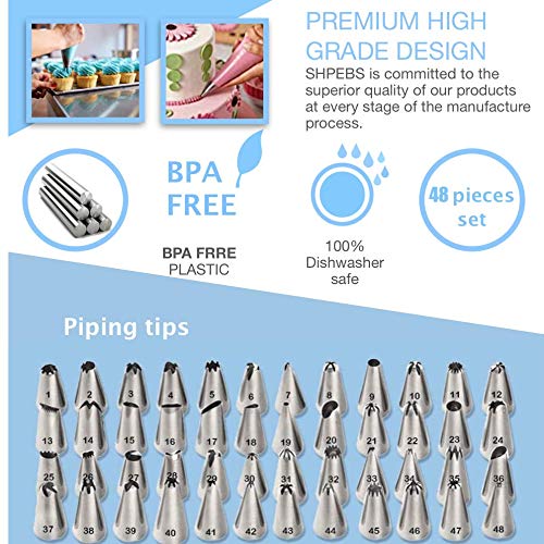 Shpebs UPDATED Cake Decorating Supplies | Cake Decorating Kit Baking Supplies Set | Rotating Cake Turntable Stand | Icing Piping Tips & Bags | Smoother & Spatulas, Frosting & Pastry Tools.