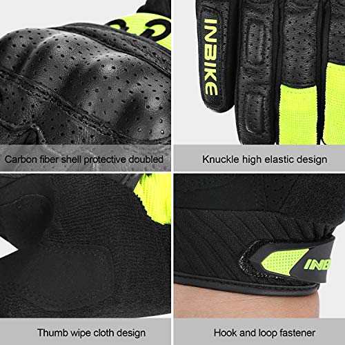image for INBIKE Motorcycle Gloves, 3mm EVA Palm Pad Motorbike Gloves Full Finge