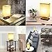 Dimmable Bedside Table Lamp, KINGSO UL Listed Plug In Nightstand Lamp With Dimmer Knob Switch E26 Fabric Shade Minimalist Solid Wooden Base For Bedroom Living Room Foyer Baby's Room Adult Children