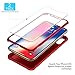 iPhone X Case, iPhone Xs Case, with[2 x Tempered Glass Screen Protector] ORETech 360° Full Body Shockproof Protection Cover Ultra-Thin Hard PC + Soft Rubber Silicone Case for iPhone X/XS- Red